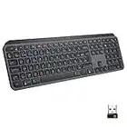 Logitech MX Keys Advanced Clavier sans Fil Rétroéclairé, Bluetooth, Saisie Tactile Réactive, Rétroéclairage, USB-C, PC/Mac/Portable Windows/Linux/IOS/Android, AZERTY Français - Noir