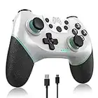 [2023 New Version] Wireless Switch Controller for Nintendo, Switch Pro Controller Compatible with Nintendo Switch/OLED/Lite, Switch Remote Gamepad with Joystick/Gyro & Gravity Sensor, Dual shock/Adjustable Turbo Vibration, Wake-Up Function with Charging Cable（White）