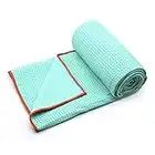 Eunzel Yoga Towel,Hot Yoga Mat Towel - Sweat Absorbent Non-Slip for Hot Yoga, Pilates and Workout 24" x72(Grip Dots,Green)