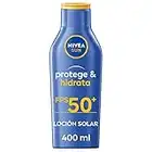 NIVEA SUN Protege & Hidrata Leche Solar FP50+ (1 x 400 ml), protector solar hidratante y resistente al agua con protección UVA/UVB, protección solar muy alta