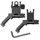 SOUFORCE Flip Up Front and Rear Iron Sights, Backup Sights Set Fit Picatinny & Weaver Rails, Black