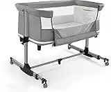 Baby Bassinet Bedside Sleeper Bedside Crib,3 in 1 Travel Baby Crib with Portable Bag,Gray