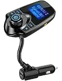 Nulaxy Wireless in-Car Bluetooth FM Transmitter Radio Adapter Car Kit W 1.44 Inch Display Supports TF/SD Card and USB Car Charger for All Smartphones Audio Player-KM18 Black