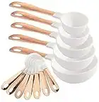 COOK WITH COLOR 12 PC Measuring Cups Set and Measuring Spoon Set with Copper Coated Stainless Steel Handles, Nesting Kitchen Measuring Set, Liquid Measuring Cup Set, Dry Measuring Cup Set (White)