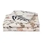 JSD Floral Printed Sheet Set Queen, Soft Microfiber Botanical Bed Sheets 15" Extra Deep Pocket 4 Pieces