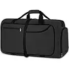 NEWHEY Bolsa de Viaje 120L Plegable Ligera Bolsa Deporte Hombre Impermeable Bolsa Fin de Semana con Compartimento Zapatos para Mujeres Hombres Negro