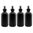 Cornucopia 8-Ounce Black Glass Spray Bottles or Perfume Bottles (4-Pack); w/Fine Mist Atomizer Spritzers for Aromatherapy, Cologne, DIY & More
