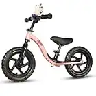 KRIDDO Toddler Balance Bike 2 Year Old, Age 18 Months to 5 Years Old, Early Learning Interactive Push Bicycle with Steady Balancing and Footrest, Gift Bike for 2-5 Boys Girls, Pink