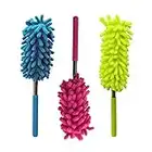 ZYBUX - 3 Pack Extendable Feather Dusters for Cleaning Microfiber Dusters For Cleaning/Flexible Blind Cleaner Dust Remover | Duster For Home, Home Office - Washable Window Cleaning Pole