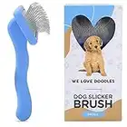 We Love Doodles Mini Slicker Brush For Small Puppy - Dog Doodle Brush for Grooming Pet Hair - Goldendoodle Long Pin Brush for Small Dogs