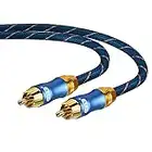 EMK Cable Subwoofer, Cable Coaxial Audio Digital Cable RCA Macho a RCA Macho Chapado en Oro de 24 K, Cable Audio Nailon Trenzado Amplificador, Altavoz, TV (5 m)