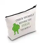 LEVLO Funny Monster Movie Cosmetic Make Up Bag Green Monster Fans Gift Check Yourself Before You Shrek Yourself Makeup Zipper Pouch Bag For Women Girls, Check Yourself, Make Up Bag