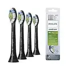 Philips Sonicare Lot de 4 têtes de brosses à dents électriques soniques W2 Optimal White pour des dents plus blanches, Noir (Modèle HX6064/11)