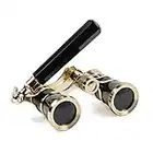 Kingscope 3X25 Vintage Opera Glasses Binoculars for Theater Musical Concert (Lorgnette, Black, with Handle)