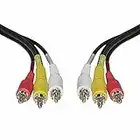 iView-HD 1MT Triple 3 x RCA Phono Plugs Composite Audio Video Cable Male To Male Lead TV AV Stereo component Yellow Red White RCA TO RCA 1 Metre wire connector supply Triple Phono to Phono CVBS AR AL