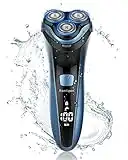 Electric Shavers Men-Wet and Dry Rechargeable Mens Rotary Razor with Pop-up Trimmer Cordless IPX7 Waterproof, 100-240V Worldwide Universal Shaver for Men with LCD Display & Travel Lock