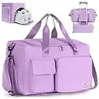 FIORETTO Womens Mens Sports Gym Bag Duffle Bag with Shoes Compartment, Weekend Travel Bag Overnight Bag for Women, Foldable Water Resistant Holdall Hospital Bag for Swimming, Basketball Purple