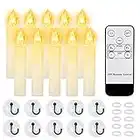 10 pcs Battery Operated Taper Window Candles with Flickering Flame, 4'' LED Floating Flamless Candles Lights with Remote Timer & Suction Cups for Home Decorations, Christmas Party, Harry Potter