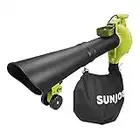 Sun Joe SBJ605E 14-Amp High Performance Variable-Speed (up to 250 MPH) Electric Blower/Vacuum/Mulcher with Metal Impeller, Green