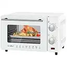 WOLTU Mini Backofen 10 Liter, kleiner Backofen, Pizza-Ofen, 100-230 °C, Timer 0-60 Min., Miniofen mit Backblech Grillrost Entnahmegriff, Weiß, BF14ws