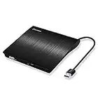 Pecosso Externe CD/DVD Laufwerk USB 3.0, Portable Slim,RW Brenner für alle Laptops/Desktop; PC unter Windows 7/8/10 und Mac OS für Apple MacBook, MacBook Pro, MacbookAir, iMac(Schwarz)