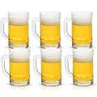 COKTIK 6 Pack Heavy Large Beer Glasses with Handle - 14 Ounce Glass Steins, Classic Beer Mug Glasses Set