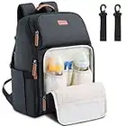 Diaper Bag Backpack Waterproof Baby Nappy Bag with Insulated Pockets Large Changing Bag Multi-function Travel Backpack for Mom and Dad Black