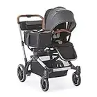 Contours Element Side-by-Side Convertible Toddler and Baby Stroller Single-to-Double, Reversible Seating Options, Infant Car Seat Compatible, Spacious Storage, UPF 50 Sun Canopy - Storm Gray