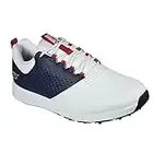 Skechers Scarpa da Golf Elite 4 Victory da Uomo, Bianco Navy Red, 45.5 EU