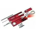 Victorinox Swiss Card Lite, Multitool de Poche Suisse, 13 Fonctions, Led, Loupe, Rouge Transparent