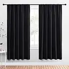 NICETOWN Black Blackout Curtain Blinds - Solid Thermal Insulated Window Treatment Blackout Drapes for Bedroom (2 Panels, 52 inches Wide by 72 inches Long)