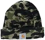 Carhartt Men's Fleece Beanie Hat, Black Blind Duck Camo, One Size