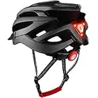 DesignSter LED Lightweight Bike Helmet with Rear Light - 21 Vents, Adjustable Mountain Road Bicycle allround cycling Helmet Mens Women Youth for Bike Riding (58-61CM with Visor)