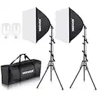 NEEWER Kit di Illuminazione Softbox Equivalente a 700W con Presa E27, Confezione da 2 Lampadine LED 5700K, 60x60cm Softbox Fotografico per Fotografia Attrezzatura per Prodotti Ritratti