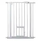 XhuangTech Puerta de bebé extra alta de 104 cm, puerta de seguridad para mascotas con cierre automático con cierre de seguridad de 2 etapas y tope de seguridad inferior para perros grandes (75-82 cm)