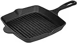 Amazon Basics Pre-Seasoned Cast Iron Square Grill Pan - 10.25-Inch