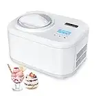 KUMIO 1 Quart Automatic Ice Cream Maker with Compressor, No Pre-freezing, 4 Modes Frozen Yogurt Machine with LCD Display & Timer, Electric Sorbet Maker Gelato Maker, Keep Cool Function