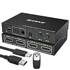 HDMI Splitter 2 in 2 Out, 4K @ 60 Hz HDMI Switch with Audio Out Port, HDMI Switcher with ARC Function and Remote Control, Supports 4K 3D HDCP2.2 HDMI2.0 HDR, for PC Xbox PS5/4 Fire Stick Roku HDTV