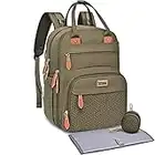 Welavila Sac à Dos à Langer pour Bébé - Grande Sac à Couches avec Matelas à Langer, Poches Isothermes et Porte-sucette, Sac de Voyage Multifonctionnel pour Maman et Papa, Armée Verte