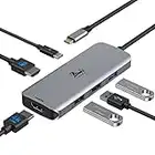 Docking Station USB C Hub zu Dual HDMI Adapter, Dual 4K Multi Monitors USB C Adapter mit 2 HDMI Ports, 3 USB Ports, PD für Windows, Kompatibel mit Dell XPS, Lenovo,HP Elitebook