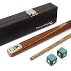 PowerGlide Target | One 2-Piece Snooker Carom or Pool Cue Stick with Case & Chalk | Hardwood Butt & Ash Shaft | Quick Release Brass Joint | Assorted Weights 17, 18 or 19 oz | Full Size 57" | 9.5mm Tip