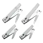 4 Pcs Professional Stainless Steel Toenail Clipper and Fingernails by QLL - Swing Out Nail Cleaner/File - Sharpest Stainless Steel Clipper - Wide Easy Press Lever – Nail Cutter
