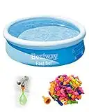 Shopping Hero Quick Up Pool Set I Aufstellpool rund, Planschbecken Bestway Fast Set ø183x51cm I Stabile TriTech Außenwand I Bodenventil für schnelle Leerung I inkl. 100 selbstschließende Wasserbomben