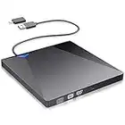 External CD DVD Drive USB 3.0 Type-C, VersionTECH. Portable USB C Superdrive Burner Player Writer CD DVD +/- RW, Compatible with Windows 10 8 7 XP Vista Mac OS Linux Compatible for Mac Pro Air iMac Linux Apple Laptop