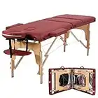 Portable Massage Table Massage Bed Spa Bed 73 inch Long 24 Inch Wide Portable Massage Bed Height Adjustable Salon Bed Face Cradle 3 Fold Bed Lightweight Physical Reiki Massage Table Portable