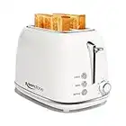 2 Slice Stainless Steel Toaster Retro with 6 Bread Shade Settings, Bagel, Cancel, Defrost Function, 2 Slice Toaster with Extra Wide Slot, Removable Crumb Tray, White