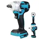 1/2"18V Brushless Electric Impact Wrench, Cordless Drill Impact Wrench High-Torque Impact Driver with LED Light Compatible with 18V Battery Powerful Wrench Tool for Car Tire Repair Metal(NO Battery)