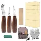 Wood Whittling Kit with Basswood Wood Blocks Gifts Set for Adults and Kids Beginners, Wood Carving Kit Set Includes 3pcs Wood Carving Knife & 8pcs Blocks & Gloves for Widdling Kit