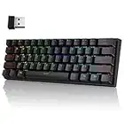 60% Wireless Gaming Keyboard, 2.4G/Type-C/Multi-Device Bluetooth Keyboard- RGB Backlit- Clicky Blue Switch, 61 Keys Rechargeable Mini Mechanical Keyboard for iPad Mac Windows Xbox, Portable for Travel