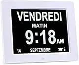 8" LCD Horloge Numérique Calendrier avec Date, Horloge Calendrier avec Date, Jour et Heure | Horloge Alzheimer | Horloge pour Les Seniors,C'est pour Les Parents (Blanc)